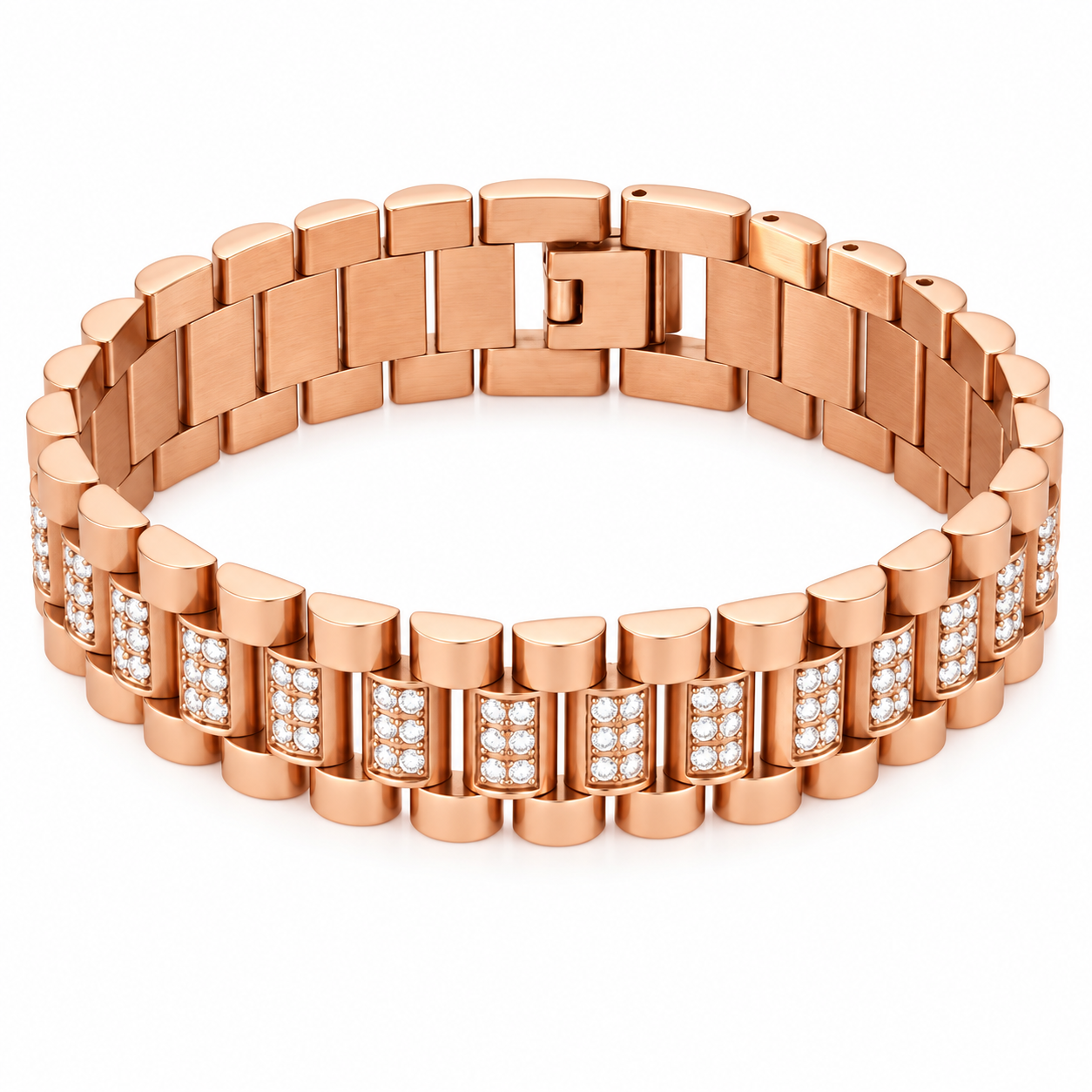 Pave Moissanite Rectangular Link Bracelet for Men's