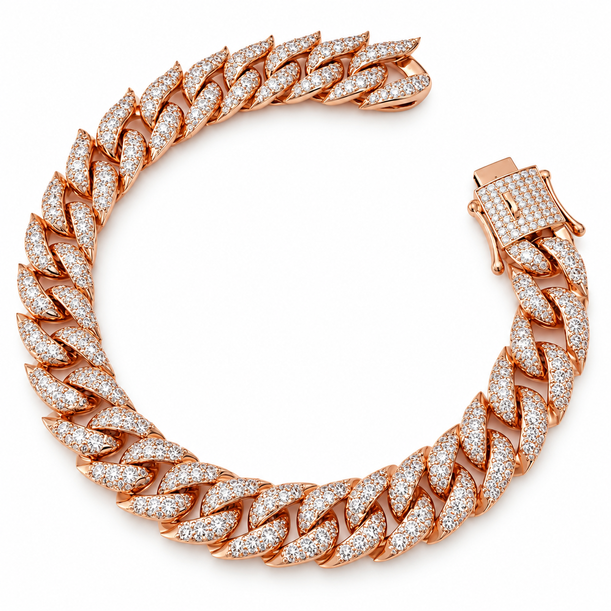 8MM Moissanite Spiked Cuban Link Bracelet with Box Clasp