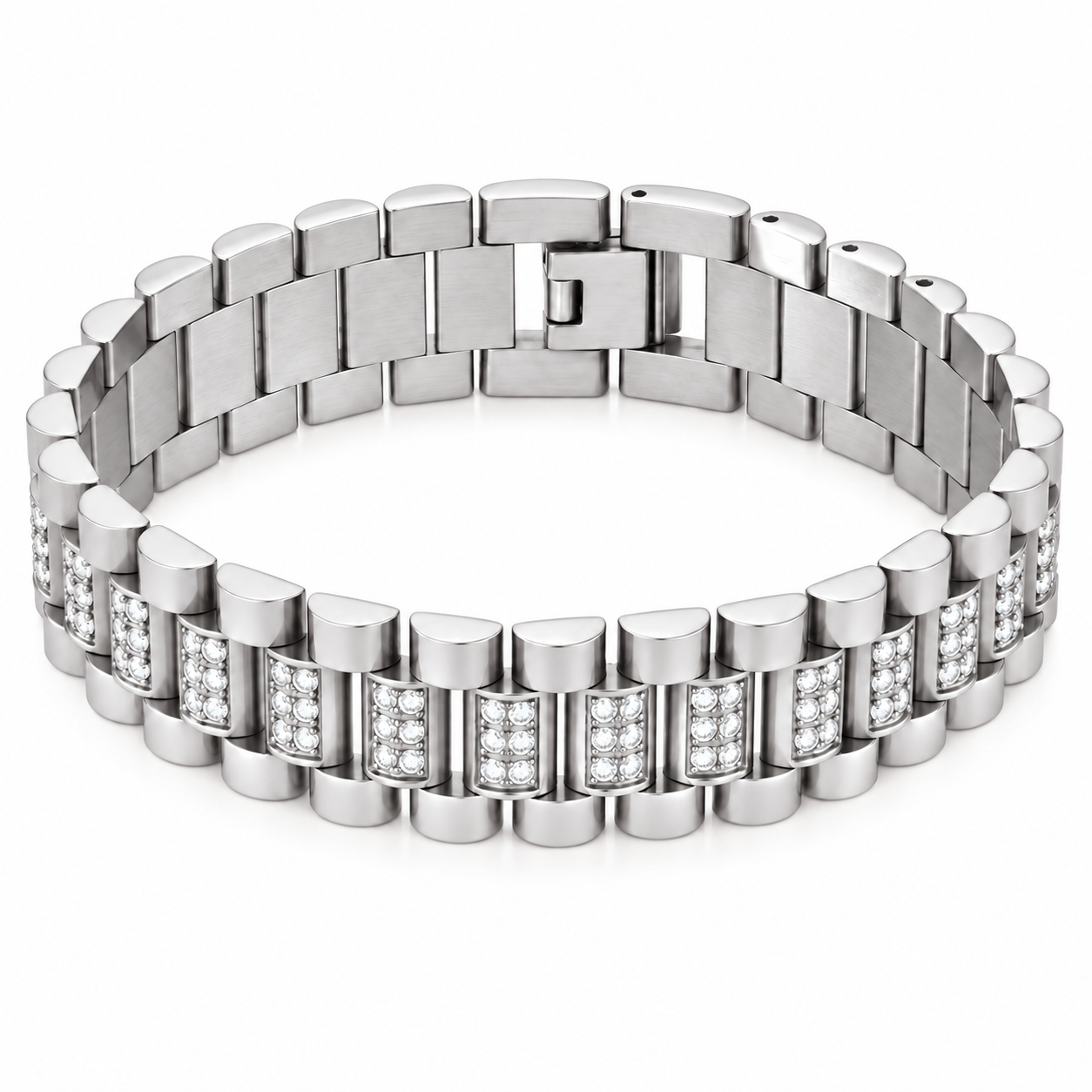 Pave Moissanite Rectangular Link Bracelet for Men's