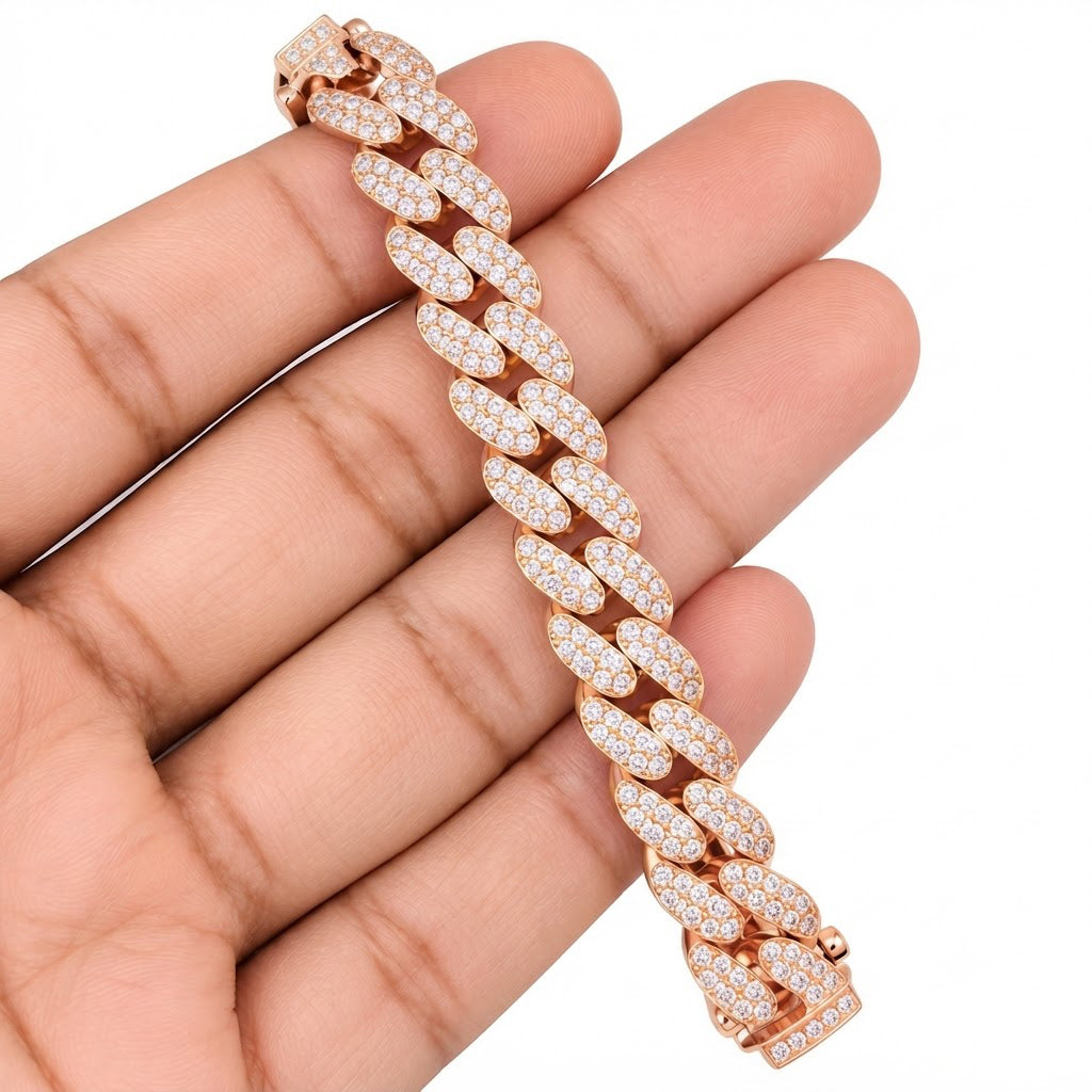 Pave Hip Hop Moissanite Link Bracelets for Men's