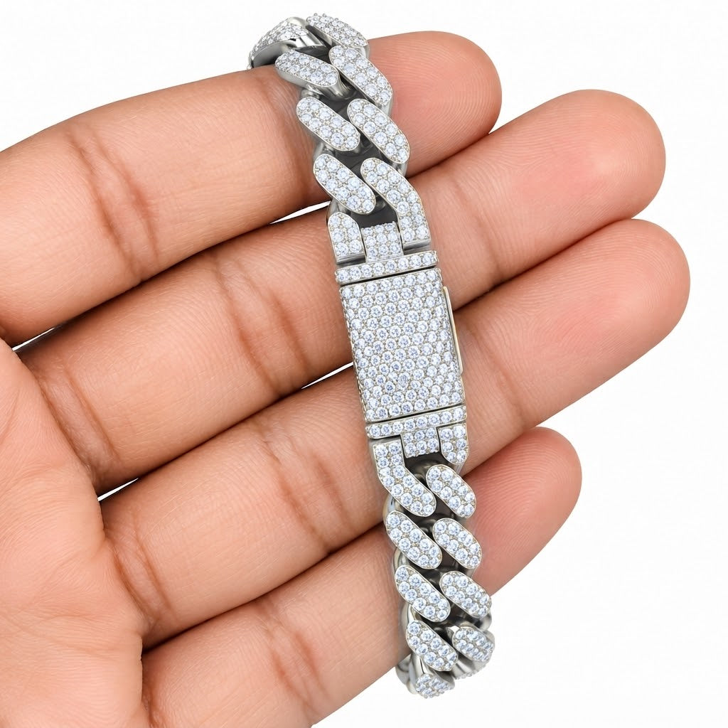 Pave Hip Hop Moissanite Link Bracelets for Men's