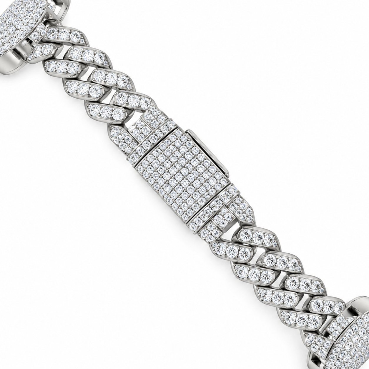 Clover Cuban Link Moissanite Bracelet