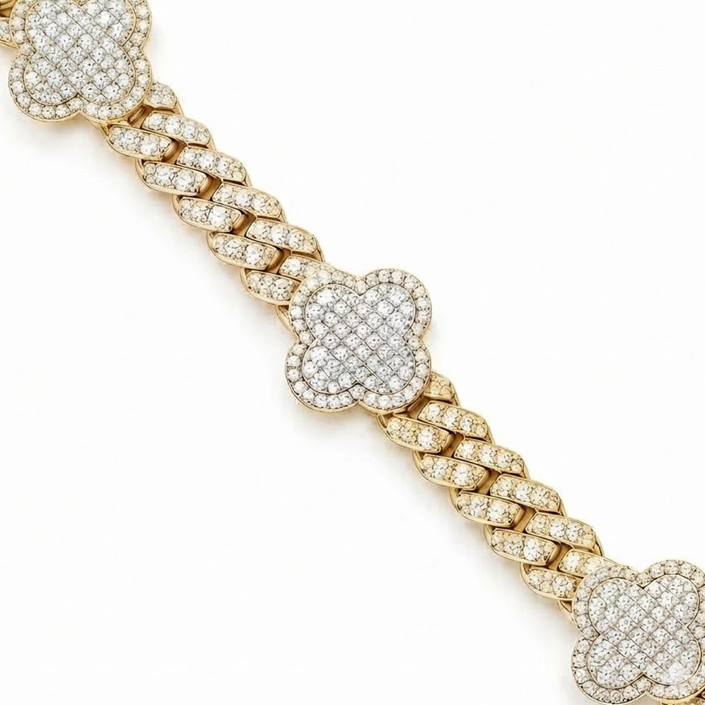 Clover Cuban Link Moissanite Bracelet