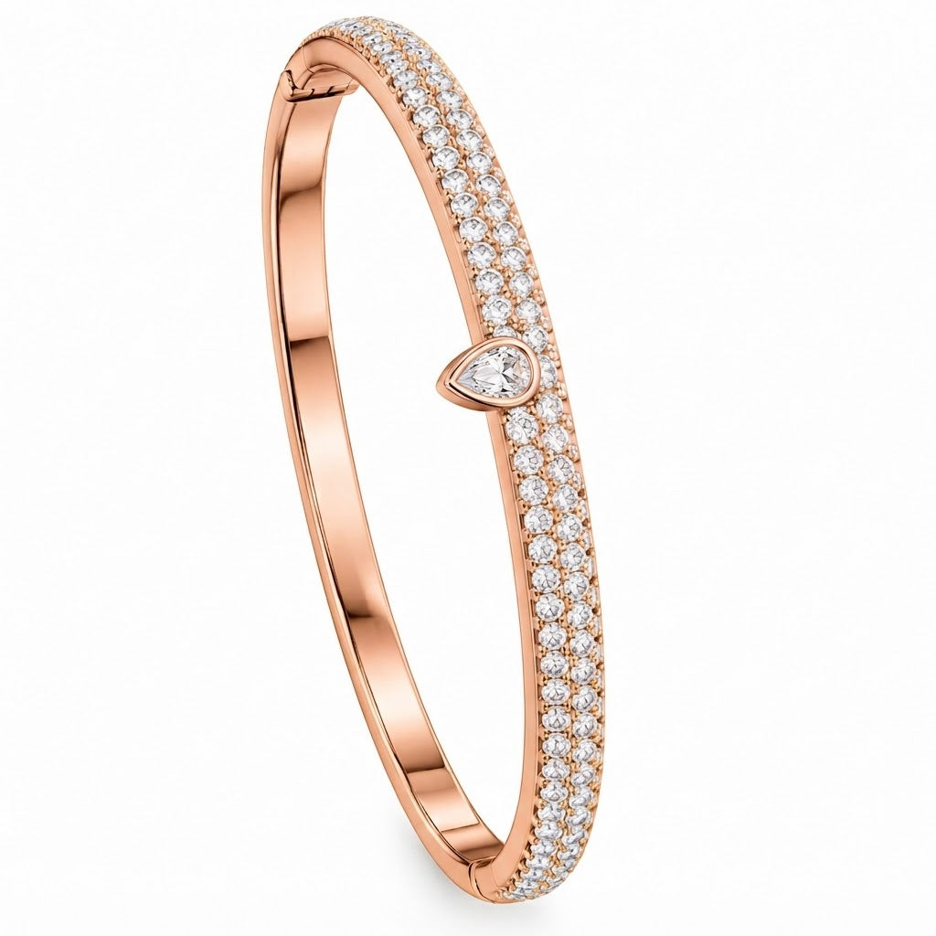 Pave Moissanite Pear Diamond Bangle Bracelet