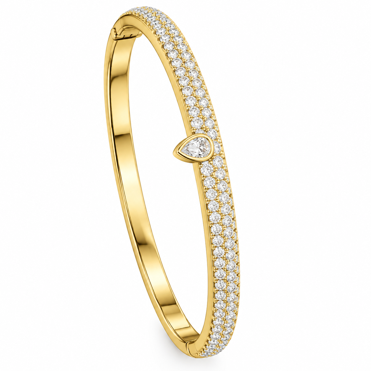 Pave Moissanite Pear Diamond Bangle Bracelet