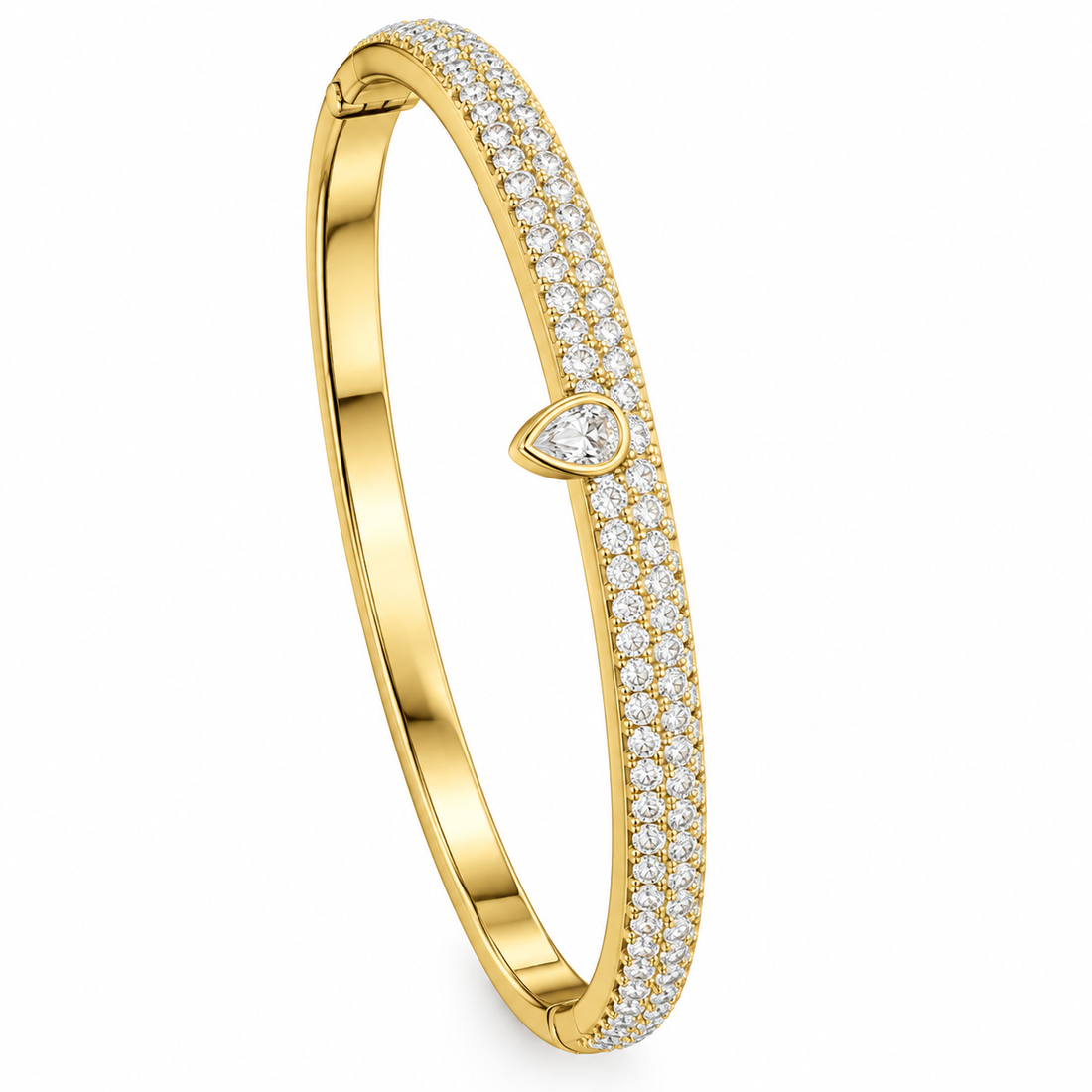 Pave Moissanite Pear Diamond Bangle Bracelet
