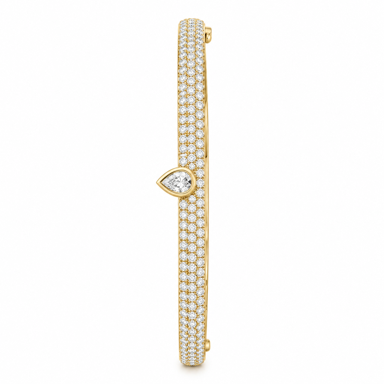 Pave Moissanite Pear Diamond Bangle Bracelet