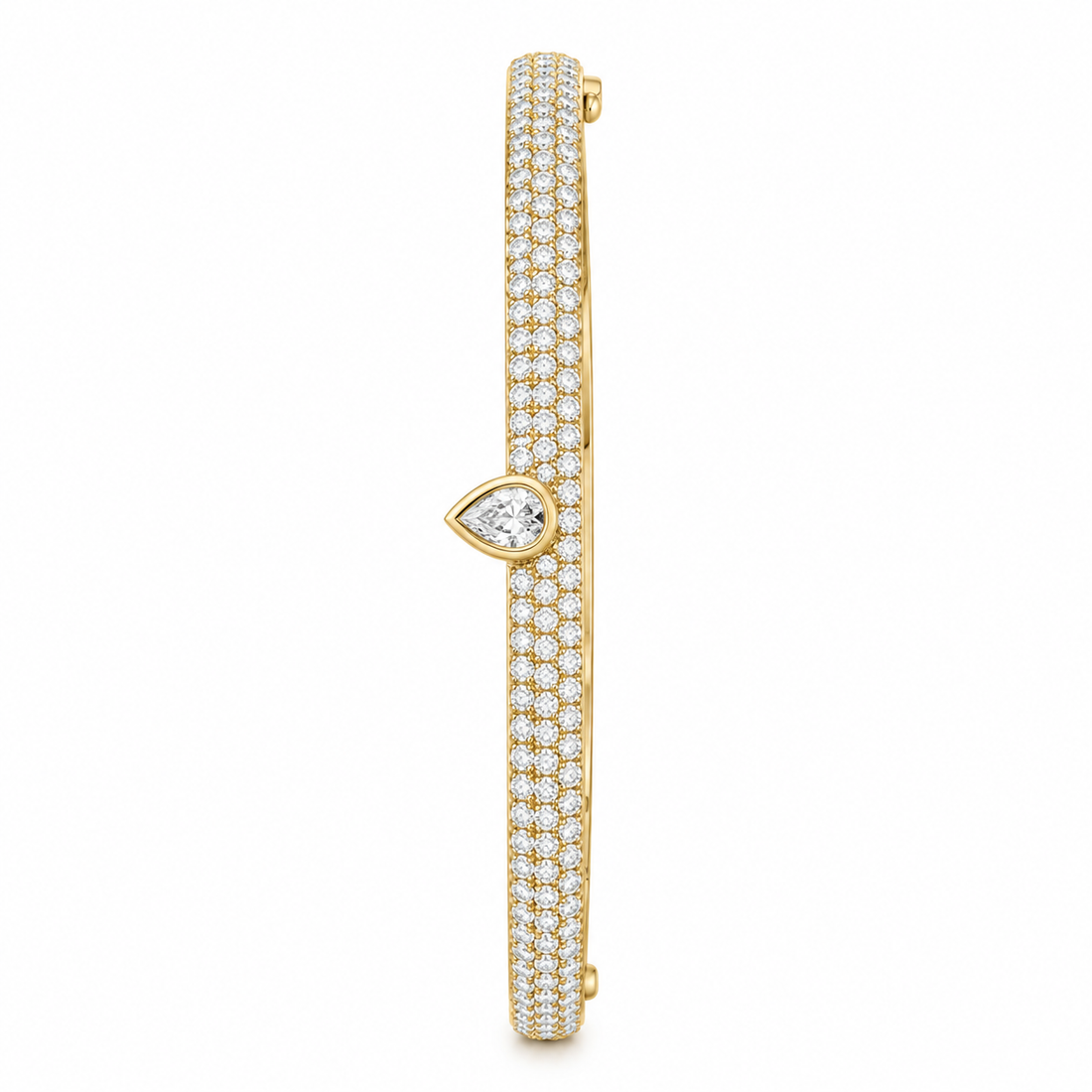 Pave Moissanite Pear Diamond Bangle Bracelet