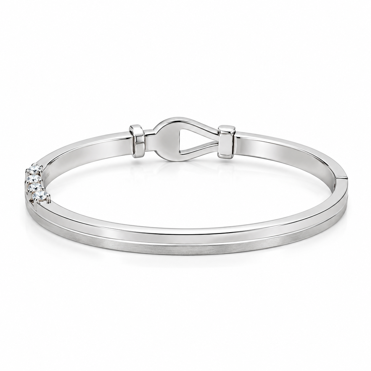 Pave Moissanite Double Row Knot Bangle Bracelet