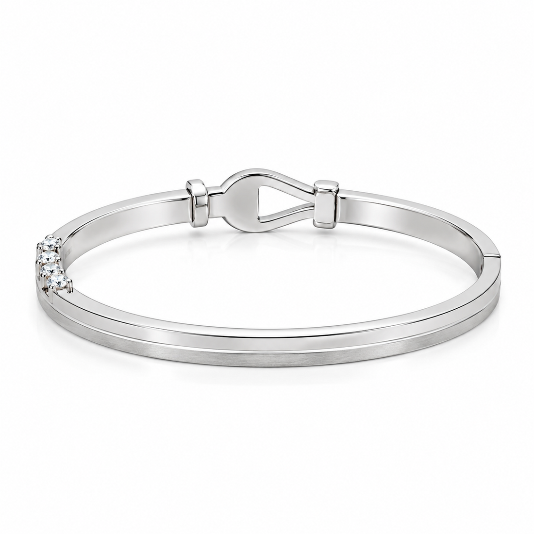 Pave Moissanite Double Row Knot Bangle Bracelet