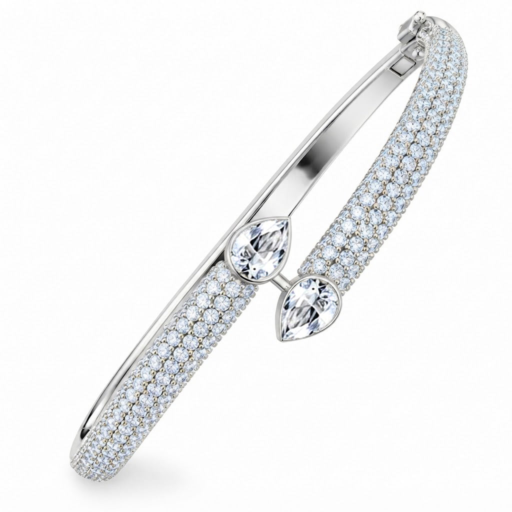 Moissanite Teardrop Open Cuff Bangle Bracelet