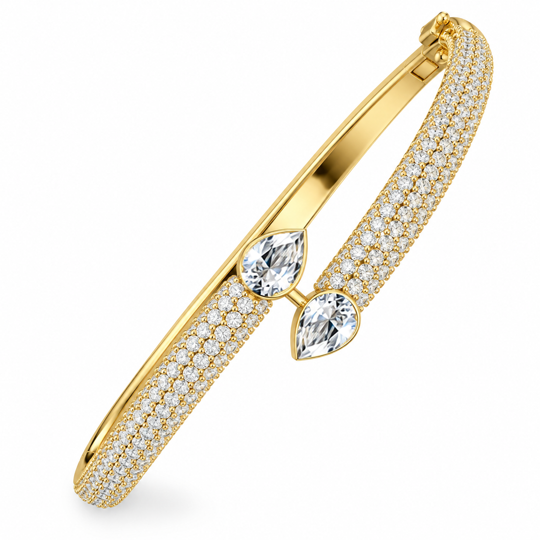 Moissanite Teardrop Open Cuff Bangle Bracelet