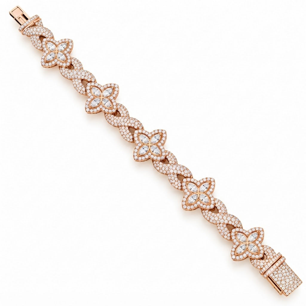 Pave Moissanite Floral Infinity Link Bracelet
