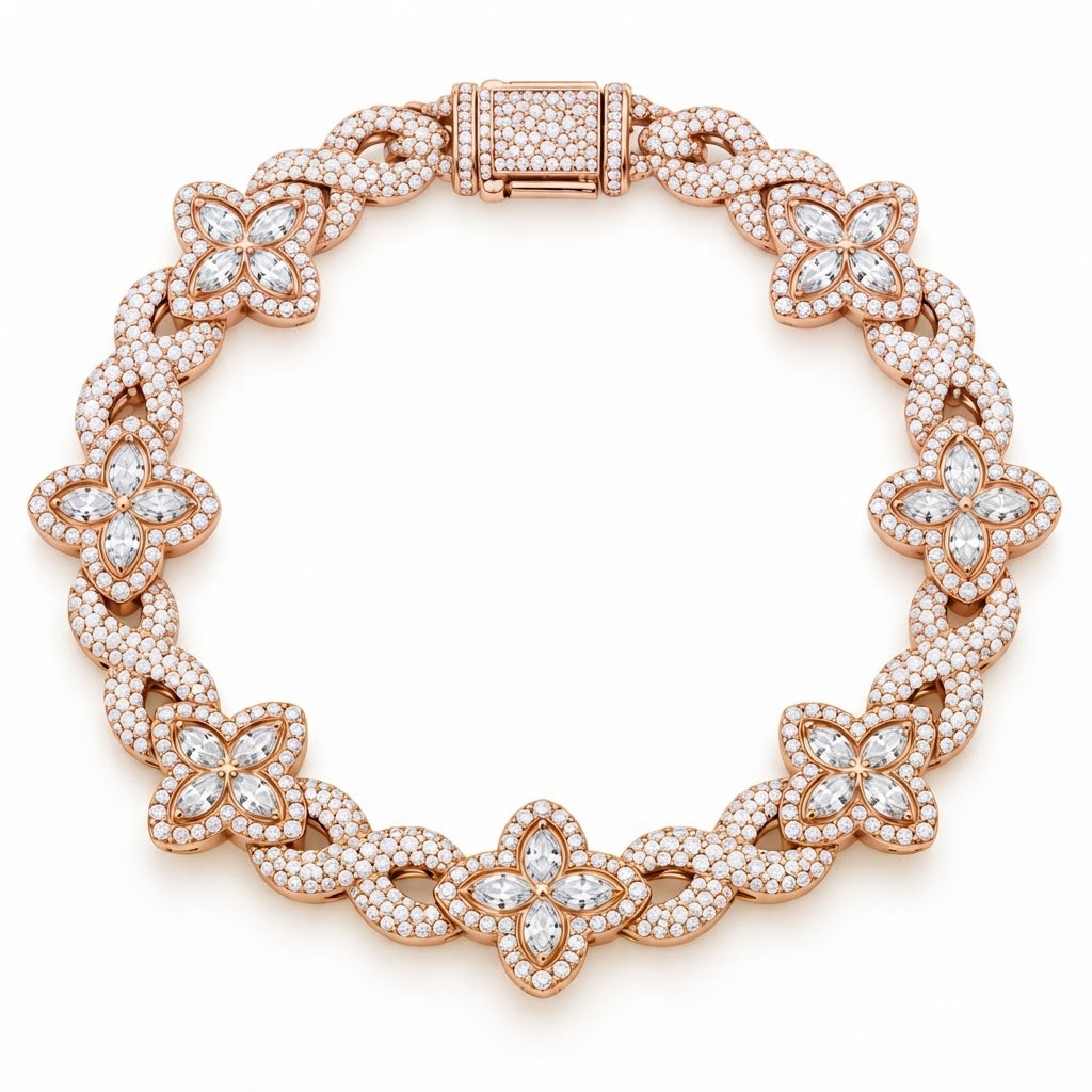 Pave Moissanite Floral Infinity Link Bracelet