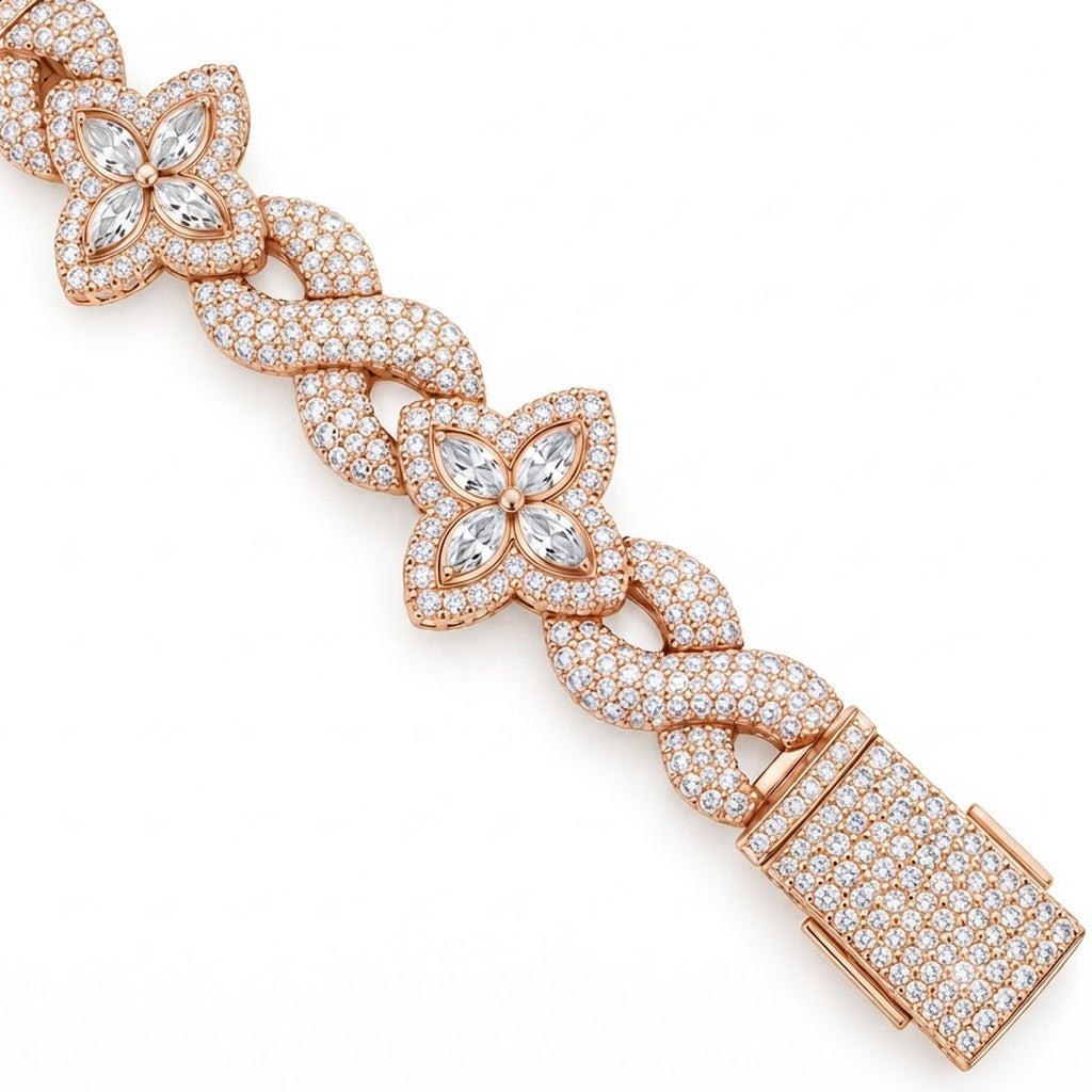 Pave Moissanite Floral Infinity Link Bracelet