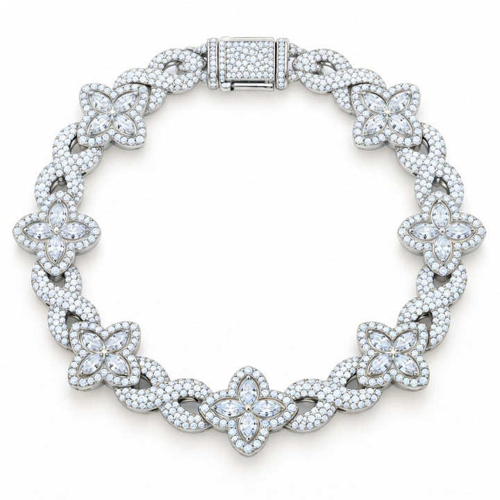 Pave Moissanite Floral Infinity Link Bracelet