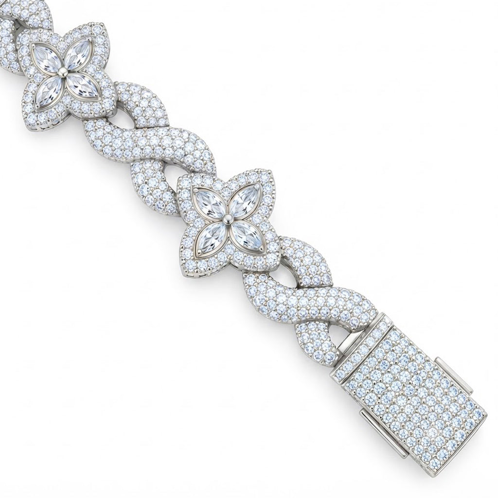 Pave Moissanite Floral Infinity Link Bracelet