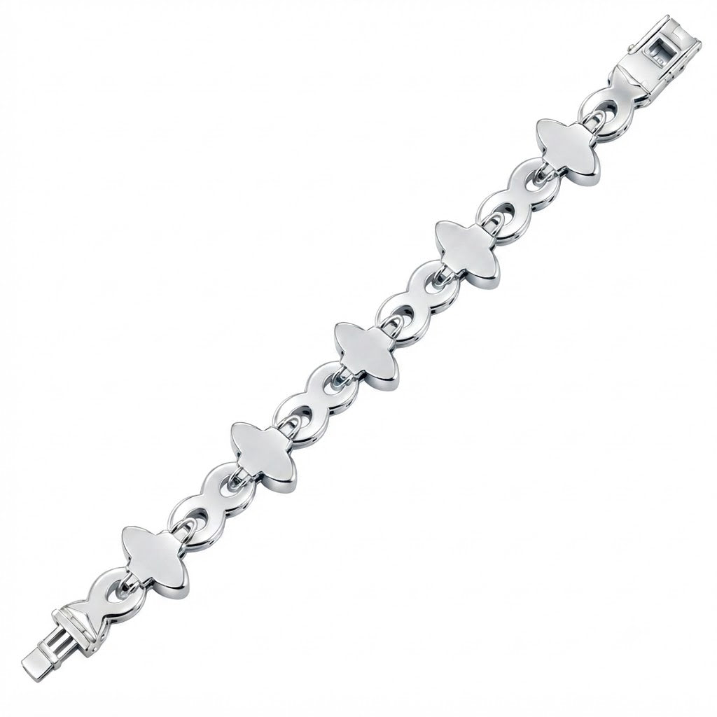 Pave Moissanite Floral Infinity Link Bracelet