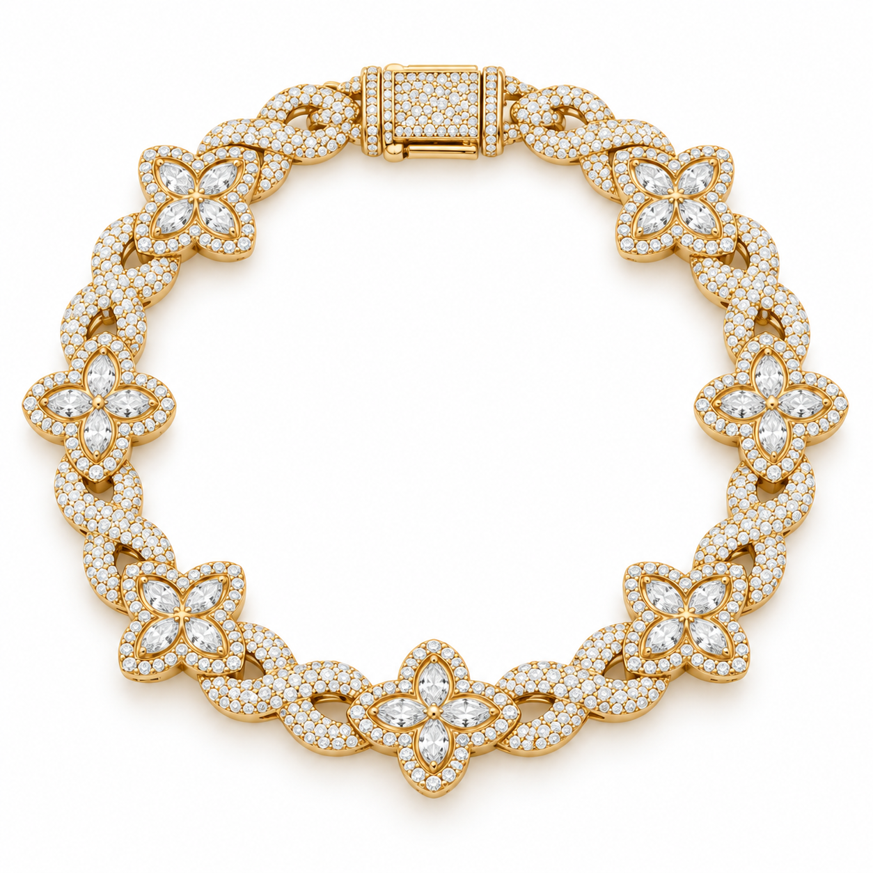 Pave Moissanite Floral Infinity Link Bracelet