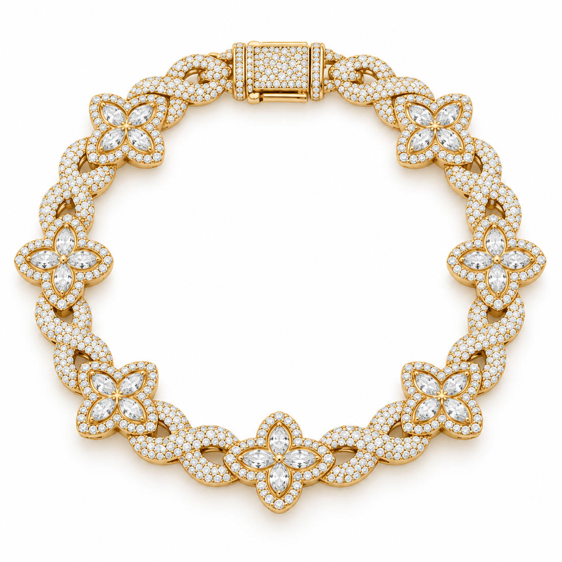 Pave Moissanite Floral Infinity Link Bracelet