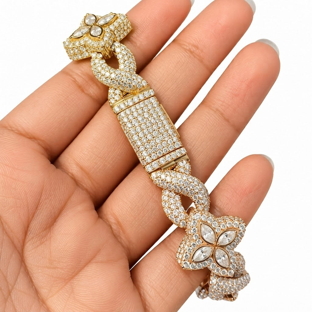Pave Moissanite Floral Infinity Link Bracelet