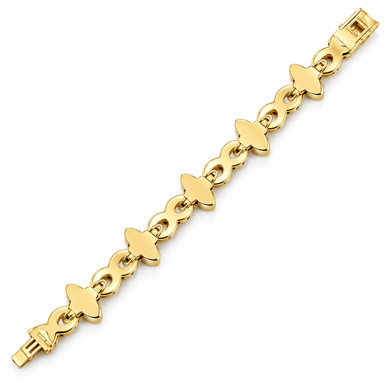 Pave Moissanite Floral Infinity Link Bracelet