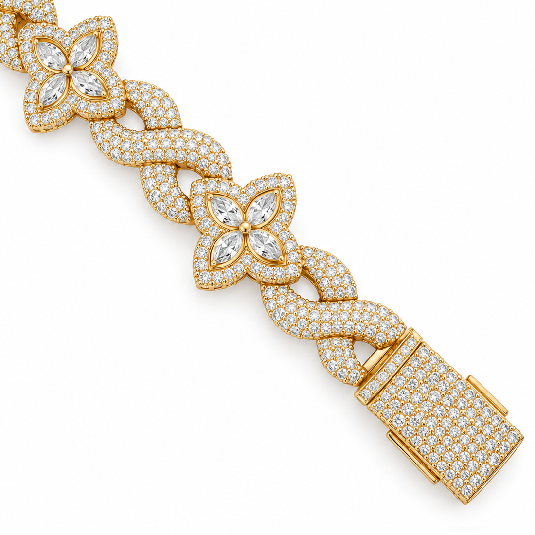Pave Moissanite Floral Infinity Link Bracelet