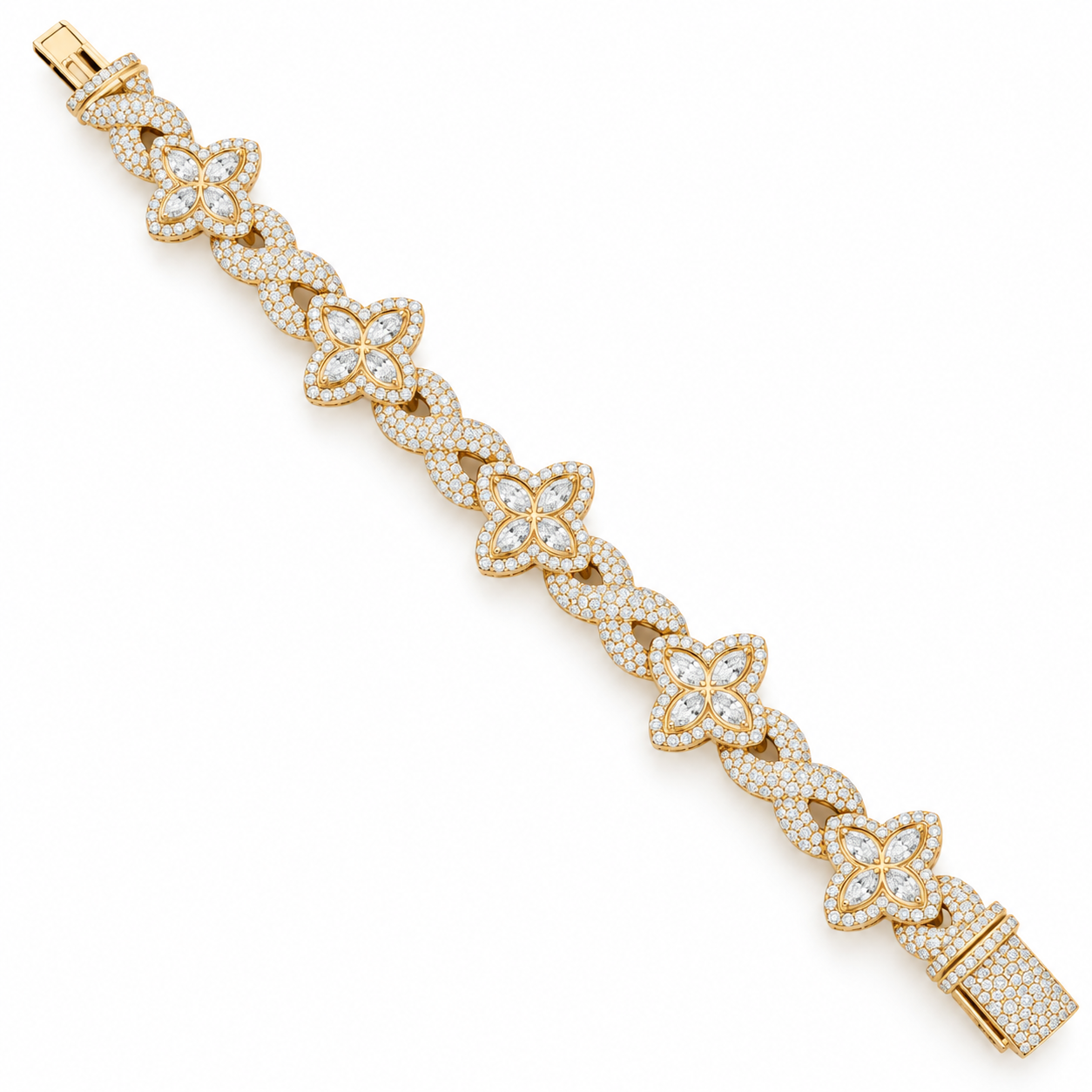 Pave Moissanite Floral Infinity Link Bracelet