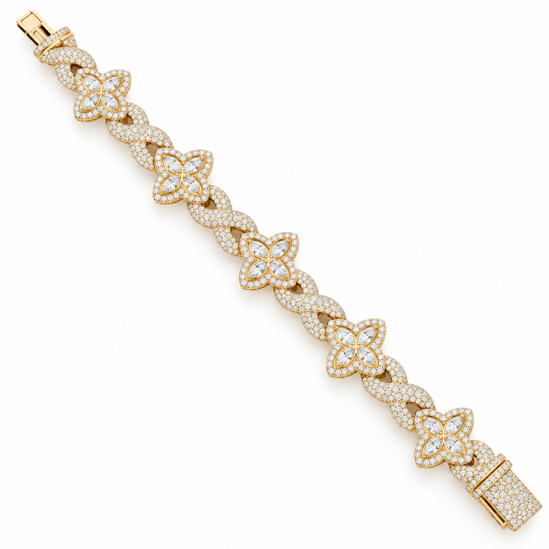 Pave Moissanite Floral Infinity Link Bracelet