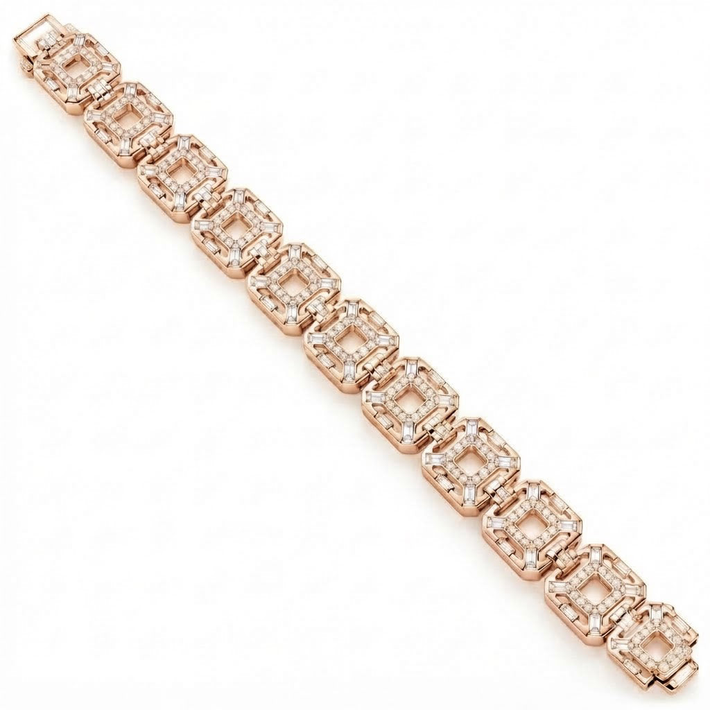 Round Halo Moissanite Diamond Tennis Bracelet