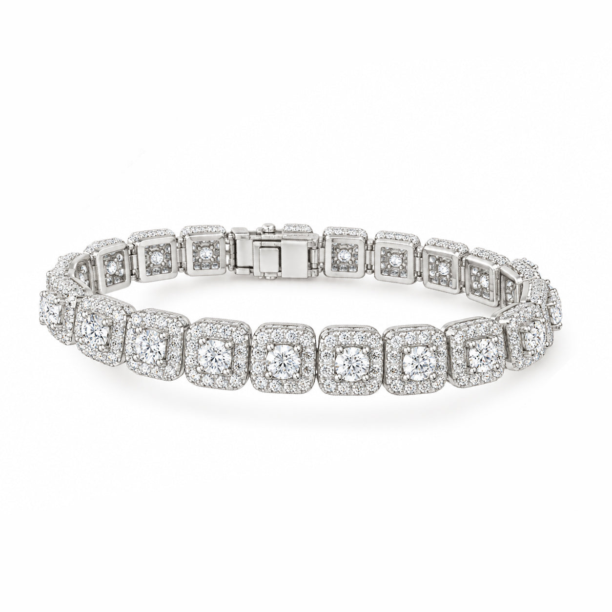 Round Halo Moissanite Diamond Tennis Bracelet