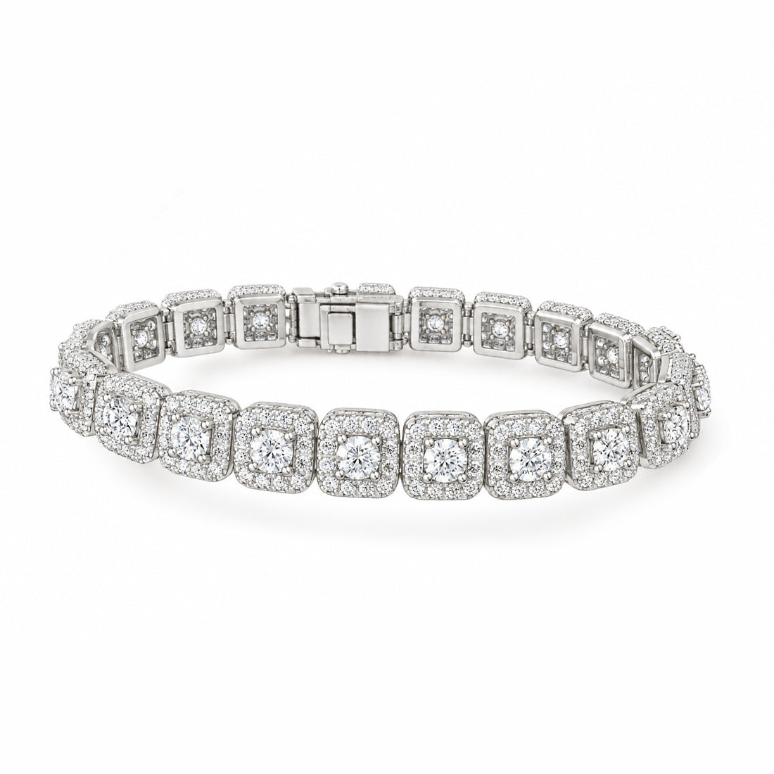 Round Halo Moissanite Diamond Tennis Bracelet