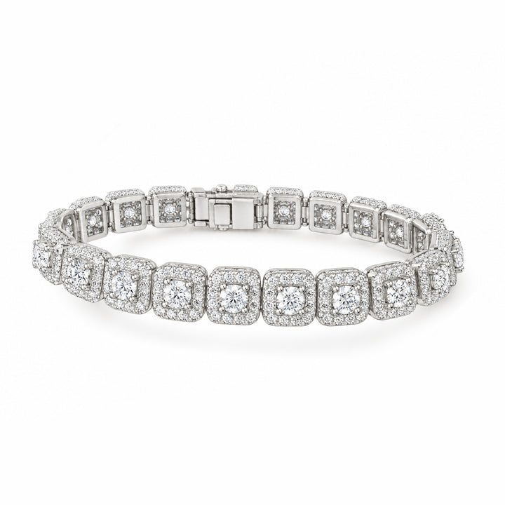 Round Halo Moissanite Diamond Tennis Bracelet