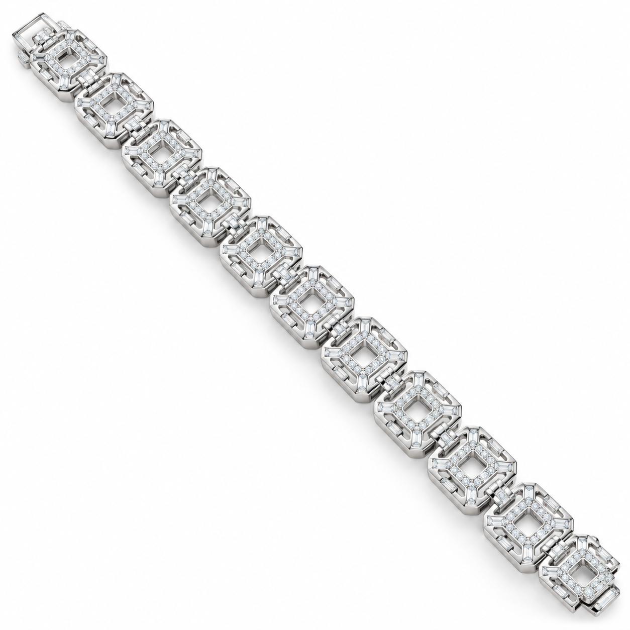 Round Halo Moissanite Diamond Tennis Bracelet
