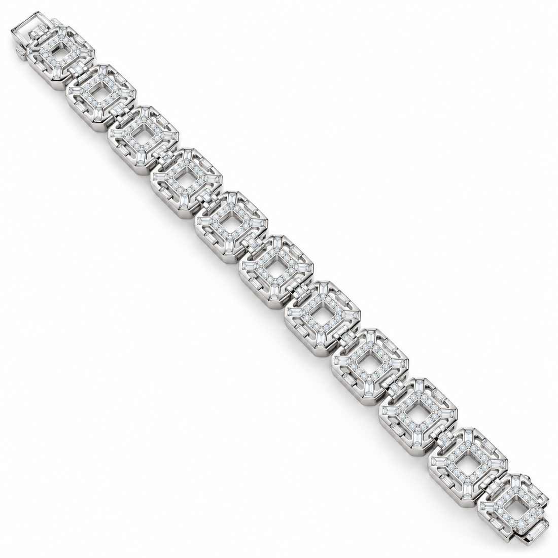Round Halo Moissanite Diamond Tennis Bracelet