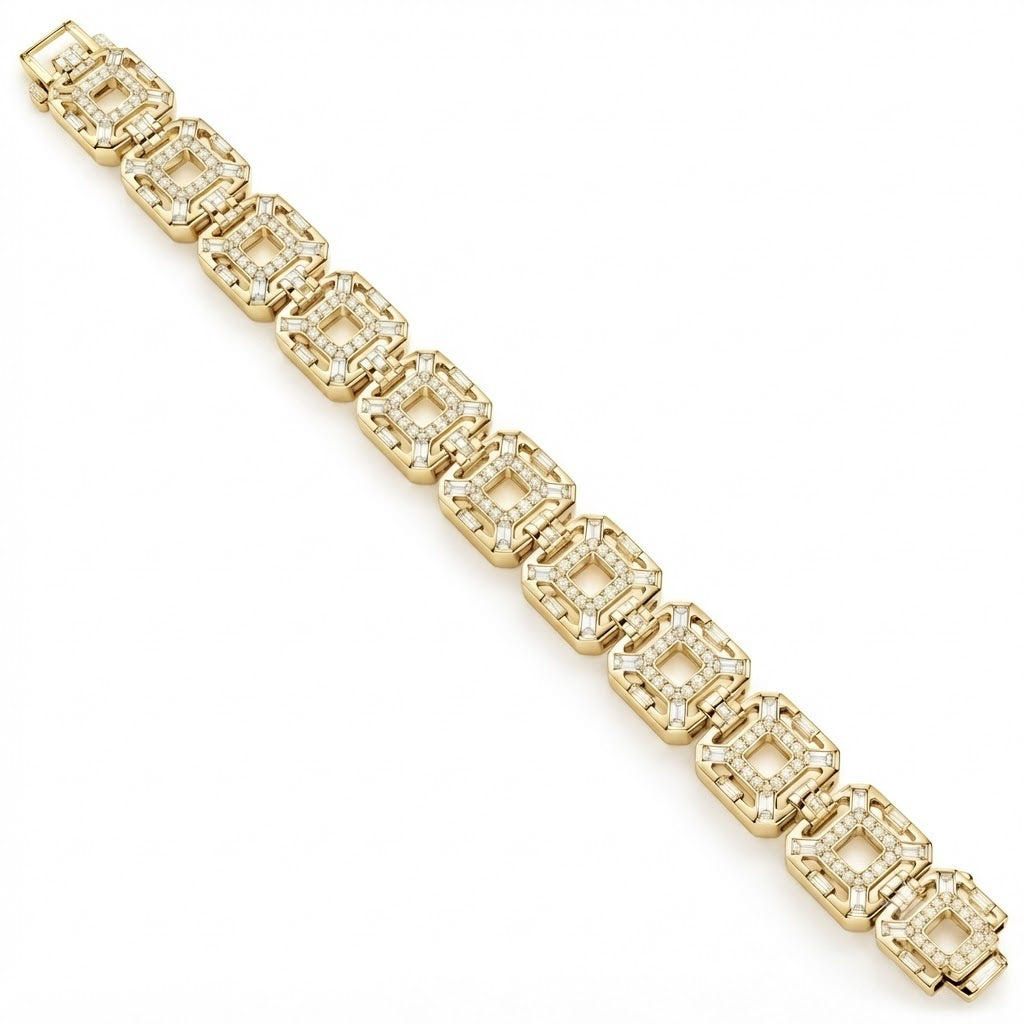 Round Halo Moissanite Diamond Tennis Bracelet