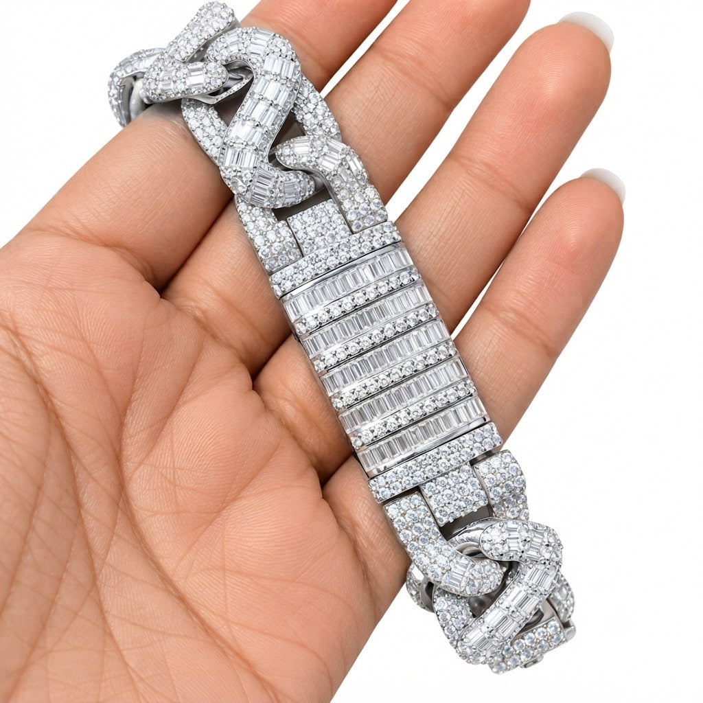 Moissanite Two-Tone Interlocking Cuban Link Bracelet