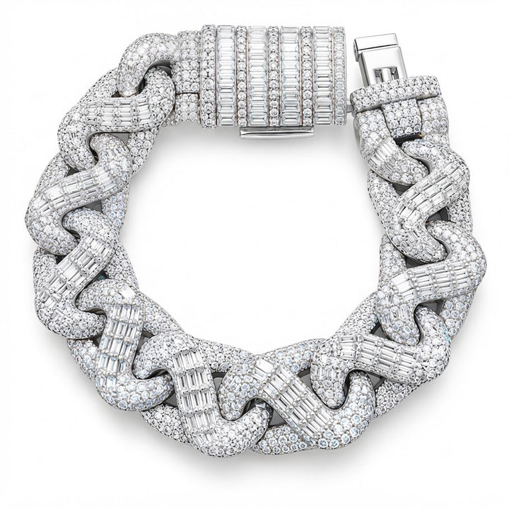 Moissanite Two-Tone Interlocking Cuban Link Bracelet