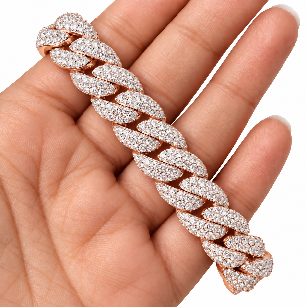 Pave Moissanite Cuban Link Bracelet with Baguette Lock