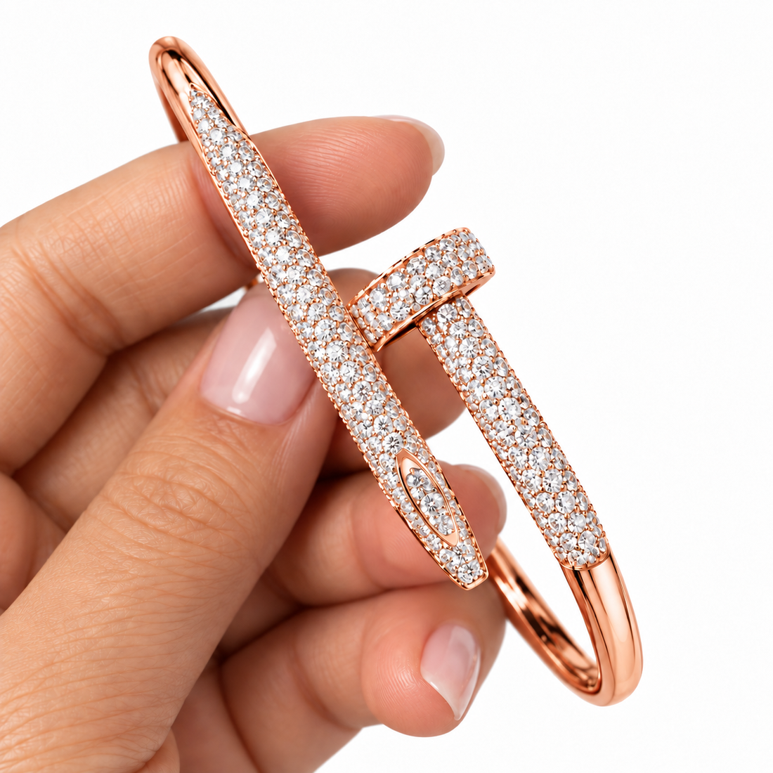 Moissanite Half Pave Nail Bangle Bracelet's