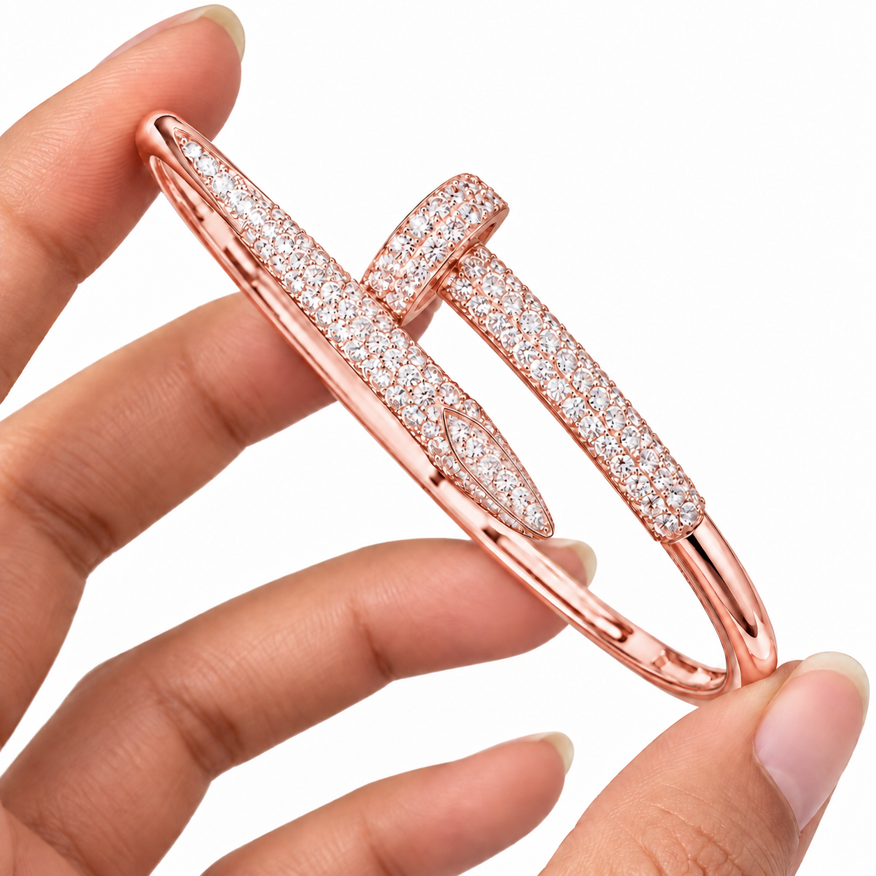 Moissanite Half Pave Nail Bangle Bracelet's
