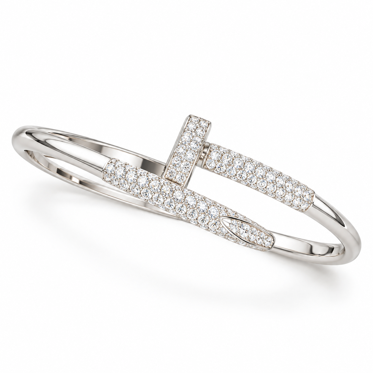 Moissanite Half Pave Nail Bangle Bracelet's