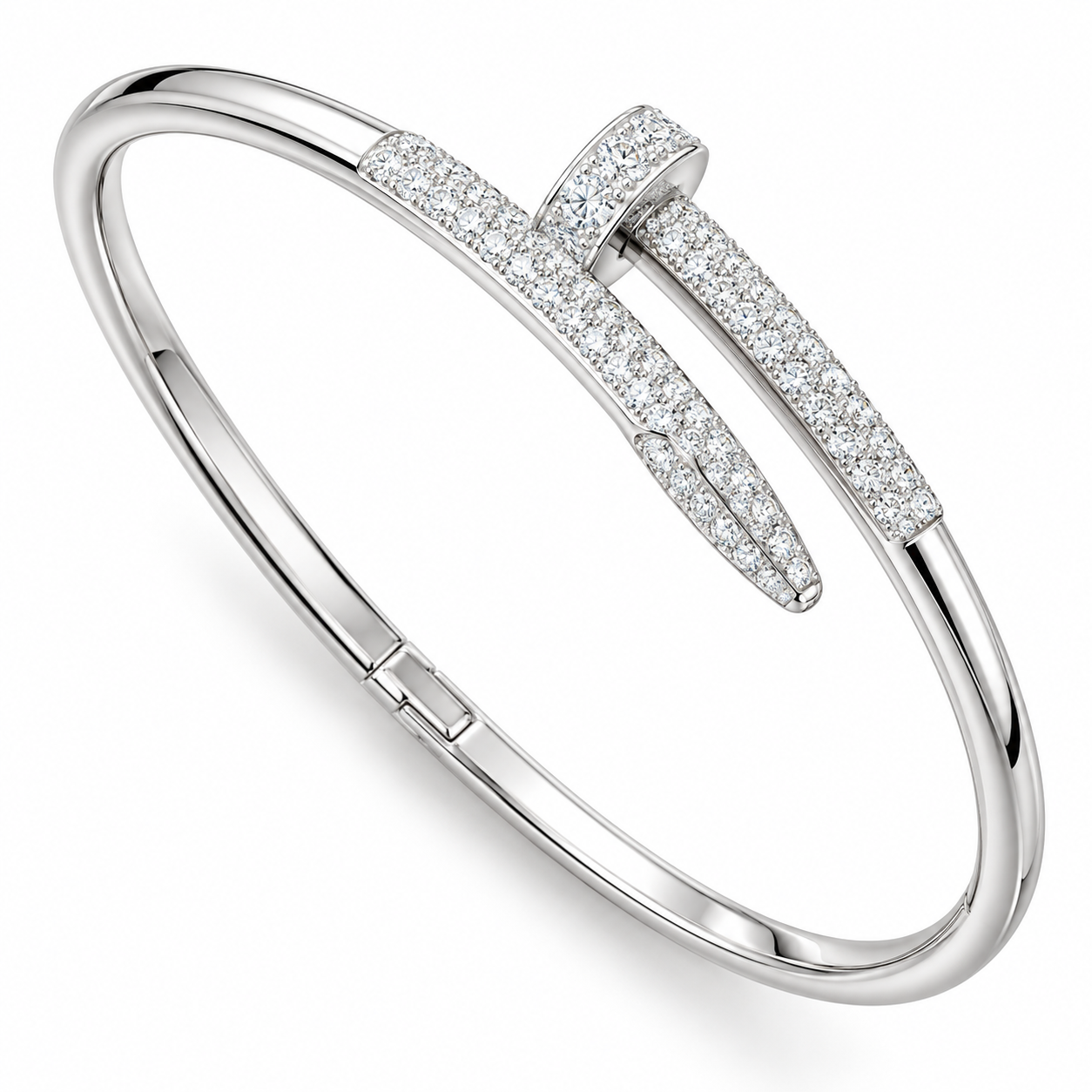 Moissanite Half Pave Nail Bangle Bracelet's