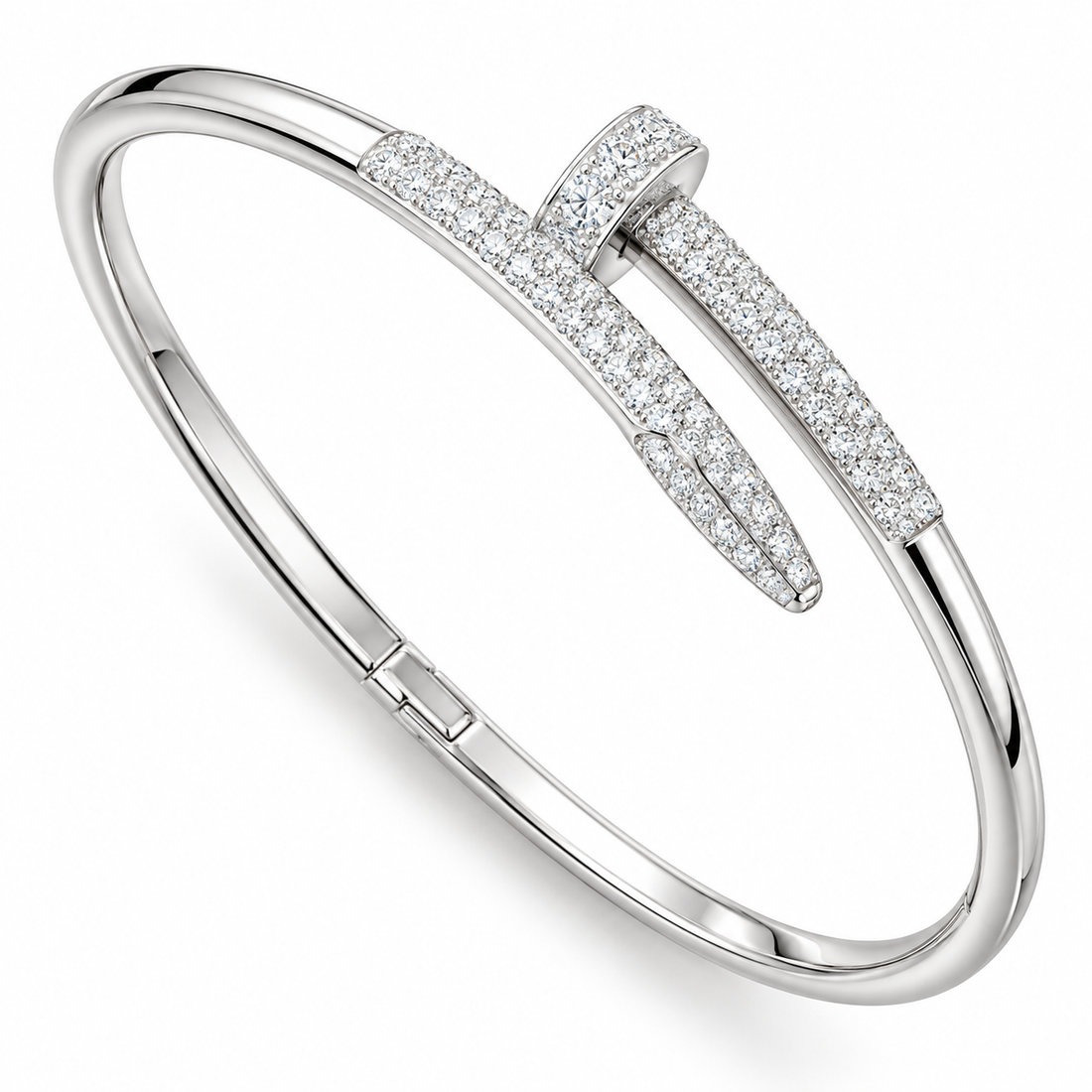 Moissanite Half Pave Nail Bangle Bracelet's