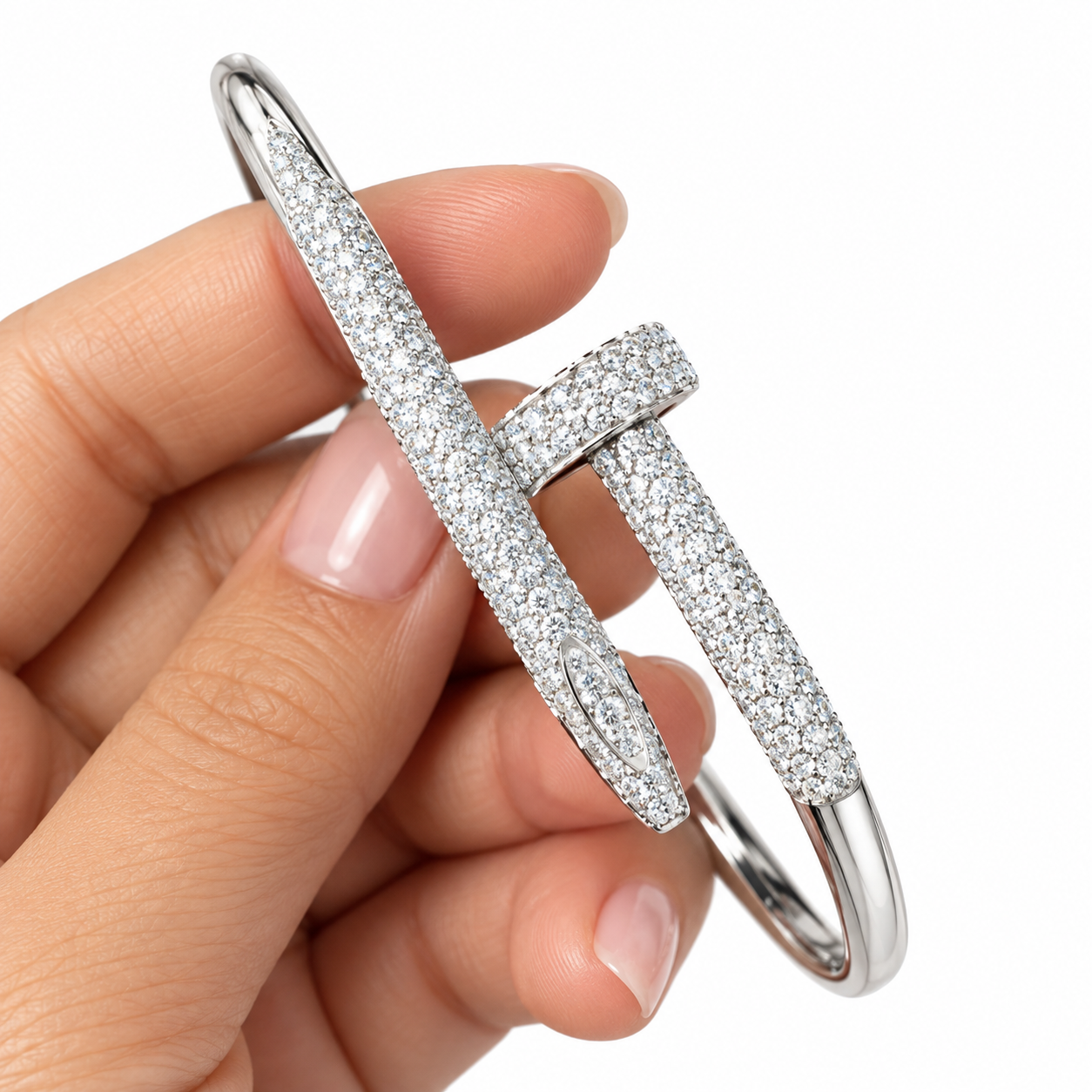 Moissanite Half Pave Nail Bangle Bracelet's