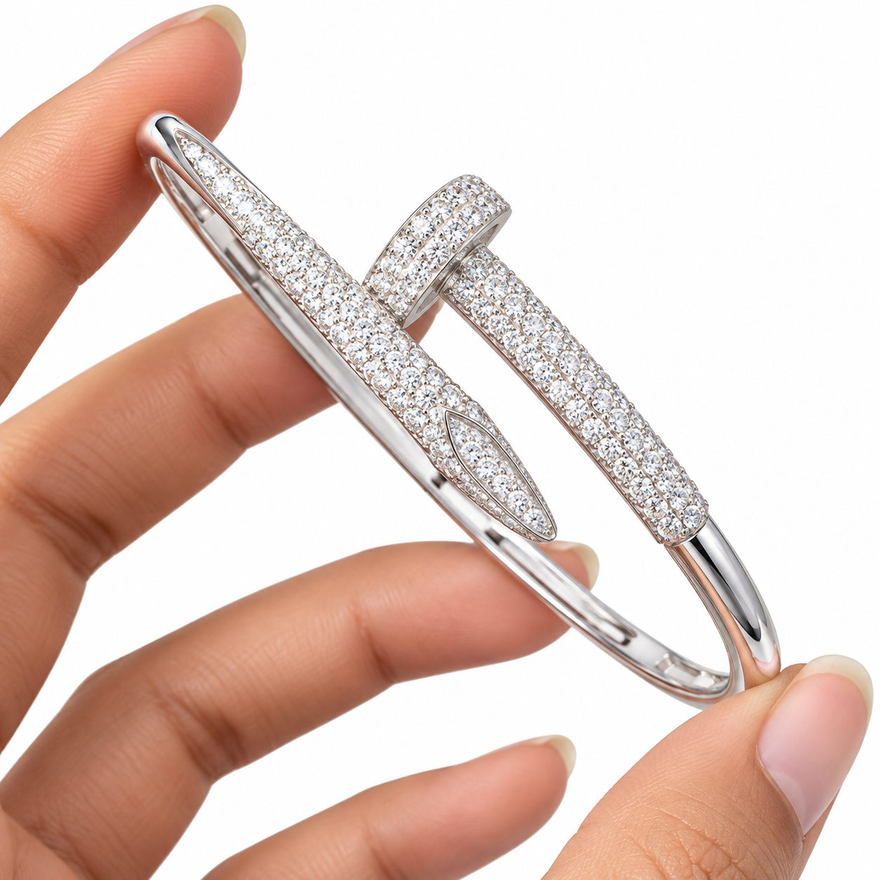 Moissanite Half Pave Nail Bangle Bracelet's
