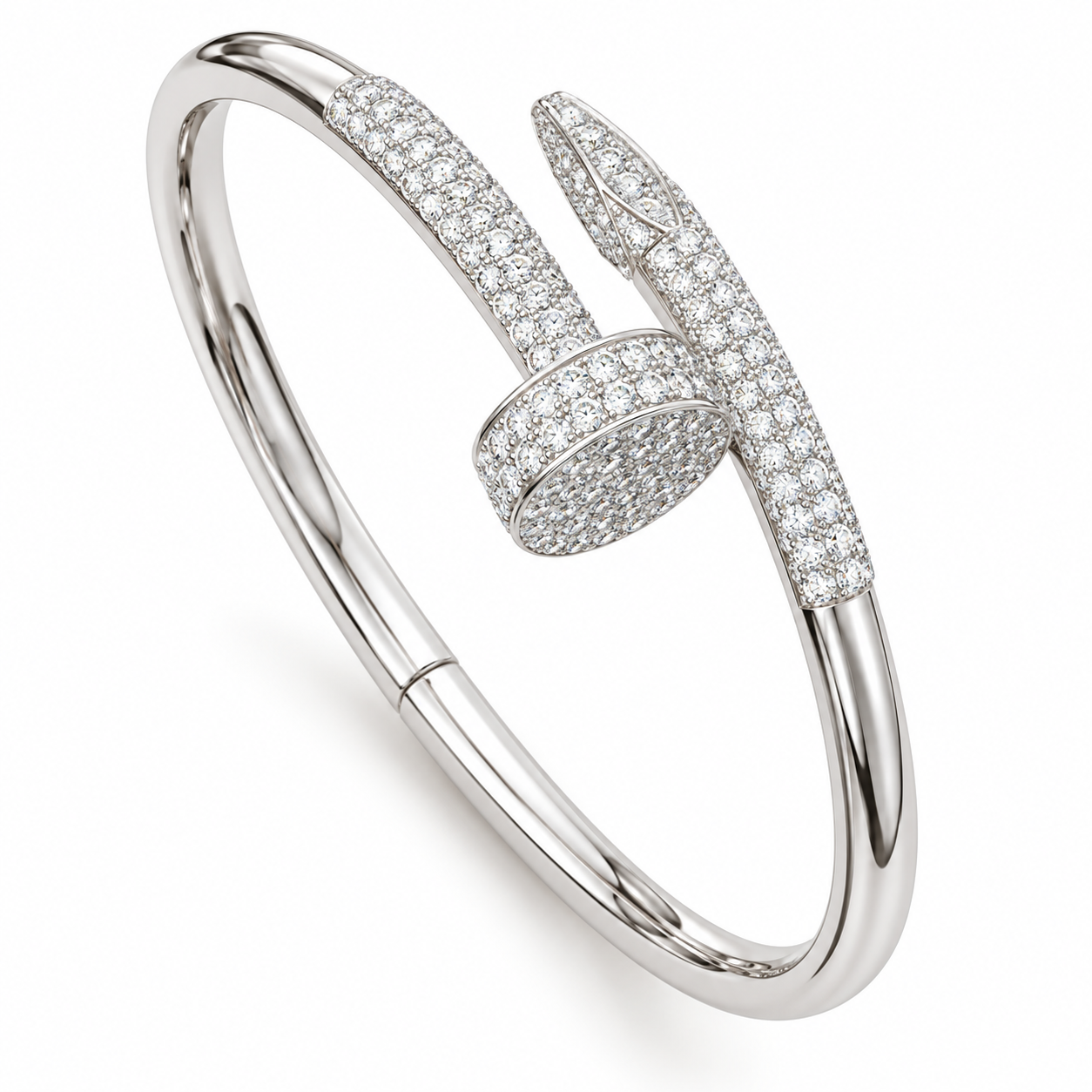 Moissanite Half Pave Nail Bangle Bracelet's