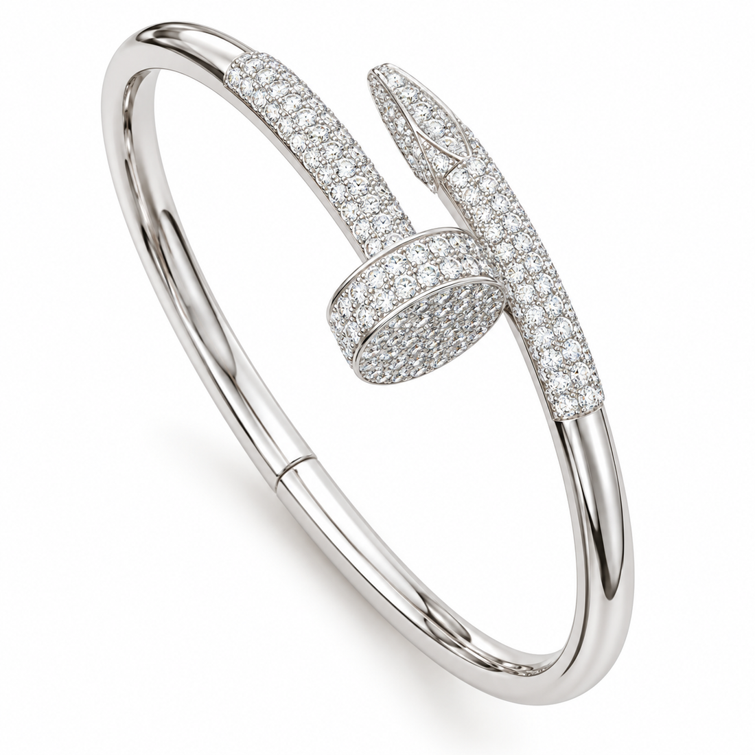 Moissanite Half Pave Nail Bangle Bracelet's