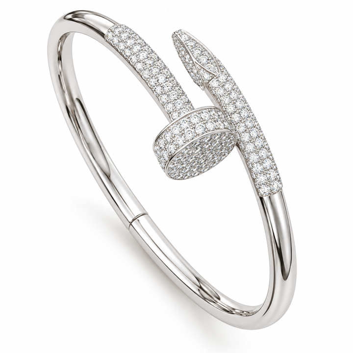 Moissanite Half Pave Nail Bangle Bracelet's