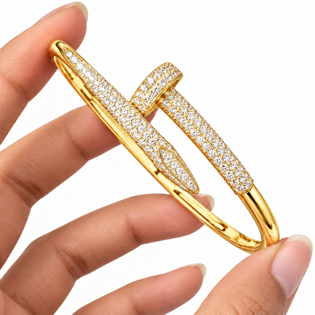 Moissanite Half Pave Nail Bangle Bracelet's